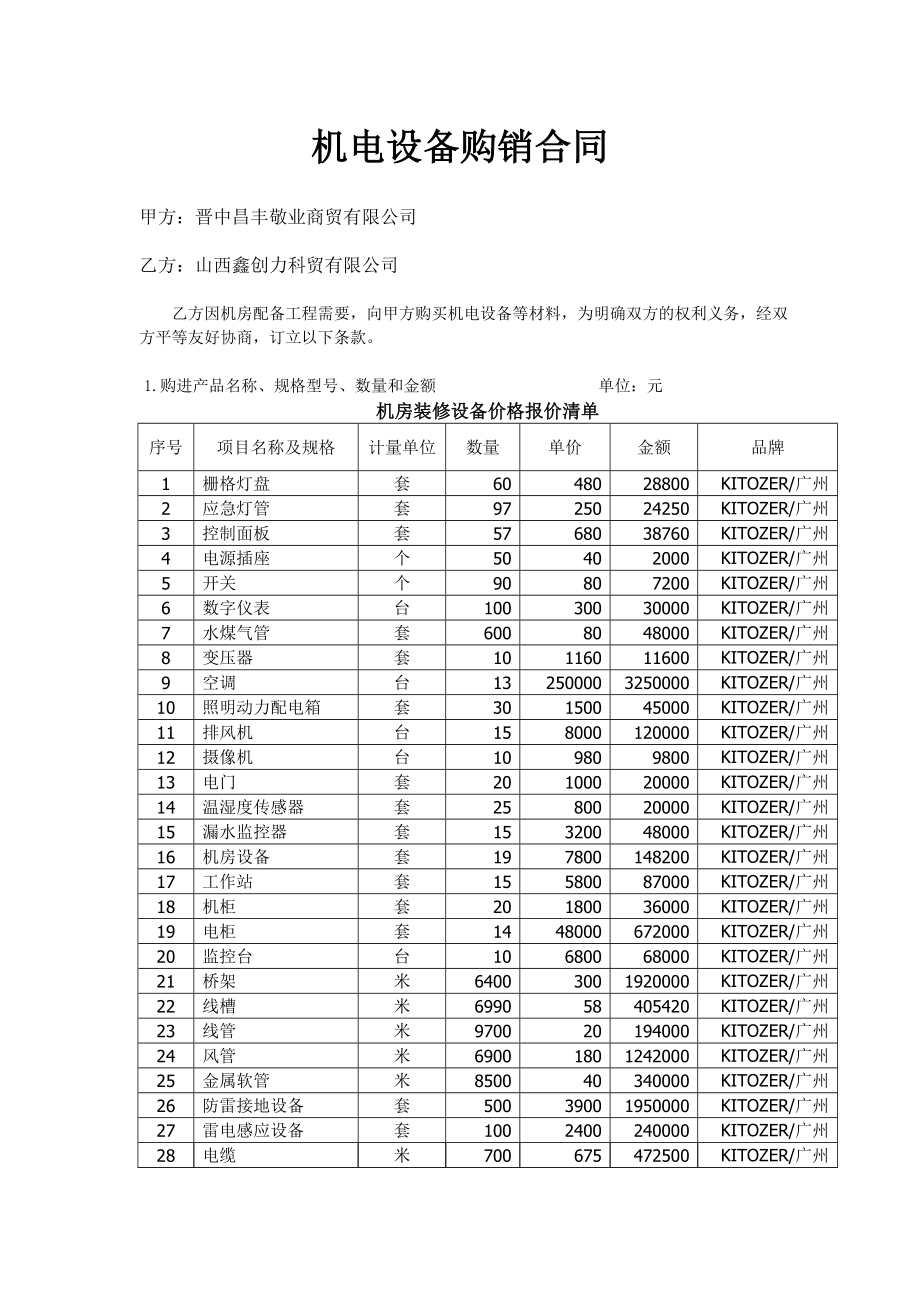 购销合同机电设备.doc_第1页