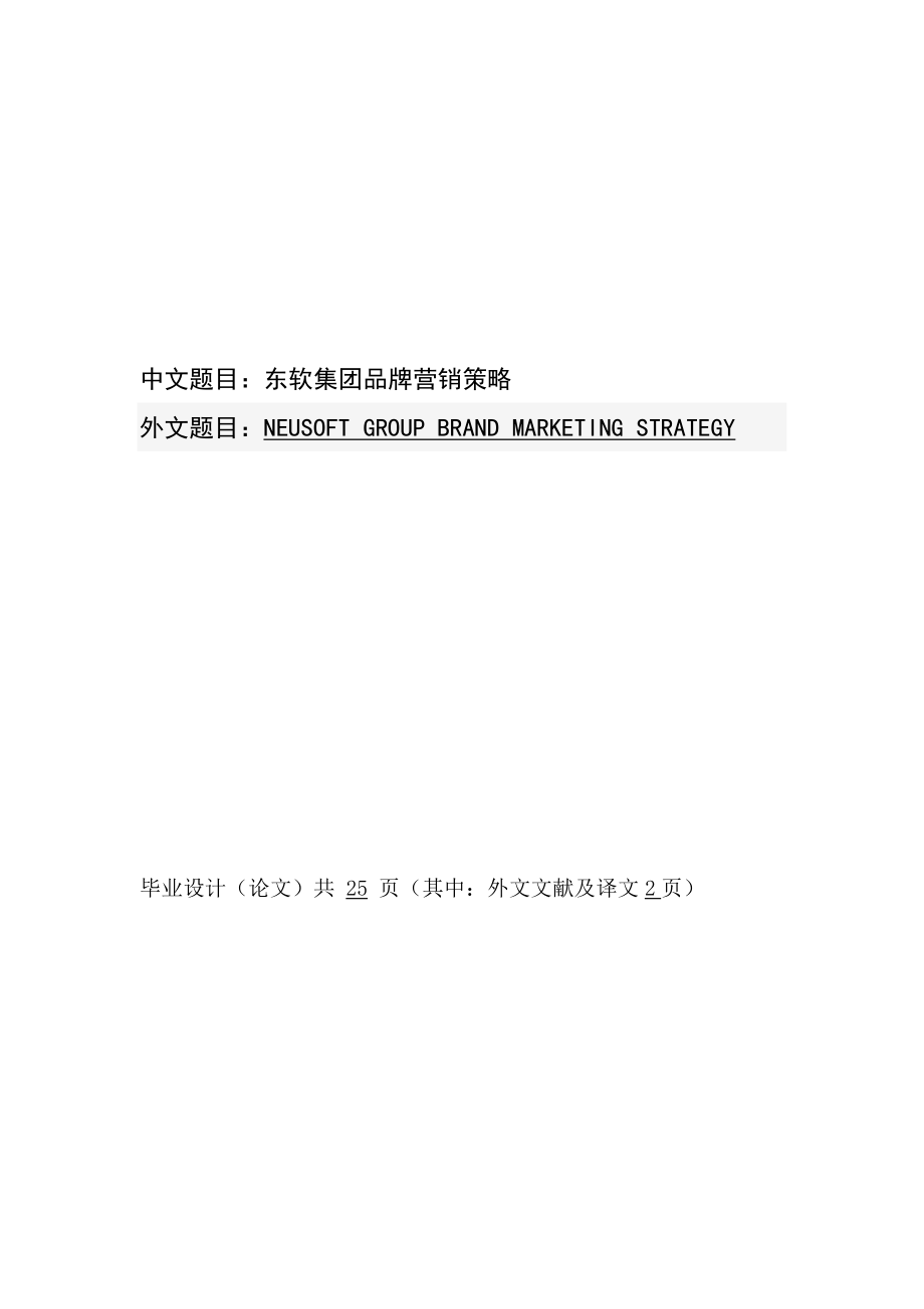 东软集团品牌营销策略研究毕业论文.doc_第1页