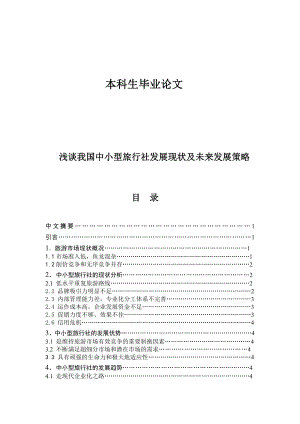 浅谈中小型旅行社发展现状及未来发展策略.doc