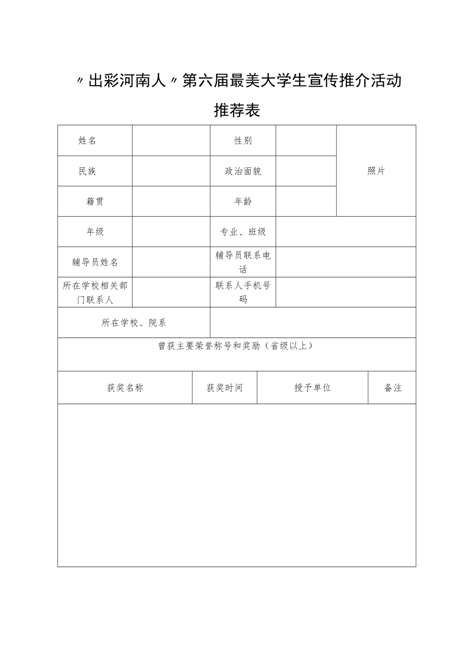 “出彩河南人”第六届最美大学生宣传推介活动推荐表、推荐候选人政审表.docx_第2页