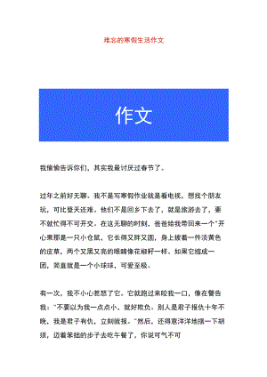 难忘的寒假生活作文.docx