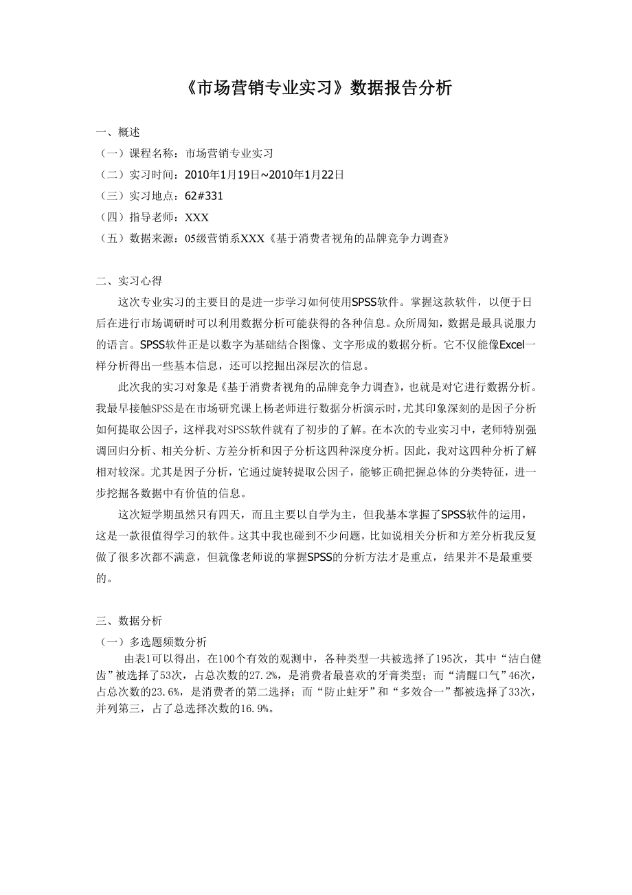 《市场营销专业实习》数据报告分析.doc_第1页