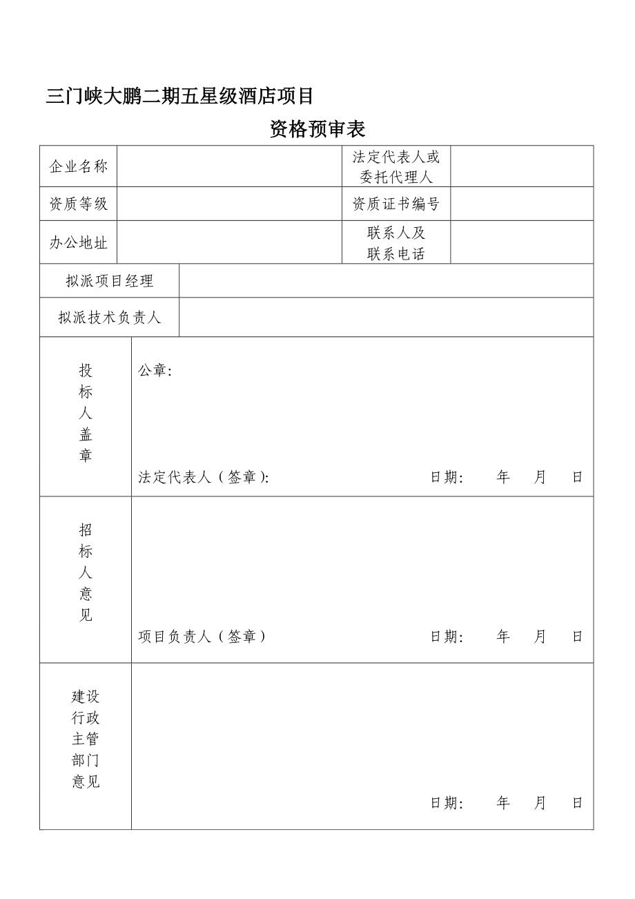 三门峡大鹏二期五星级酒店项目.doc_第1页