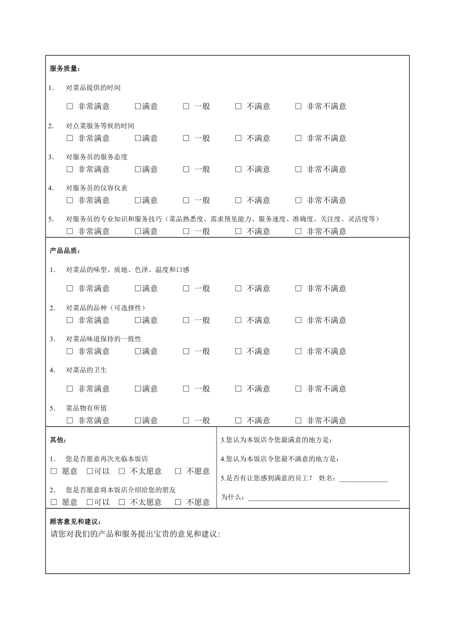 新雅轩饭店顾客意见调查表.doc_第2页