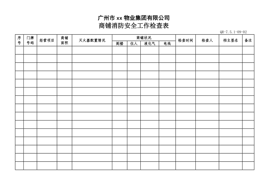 商铺消防安全工作检查表.doc_第1页