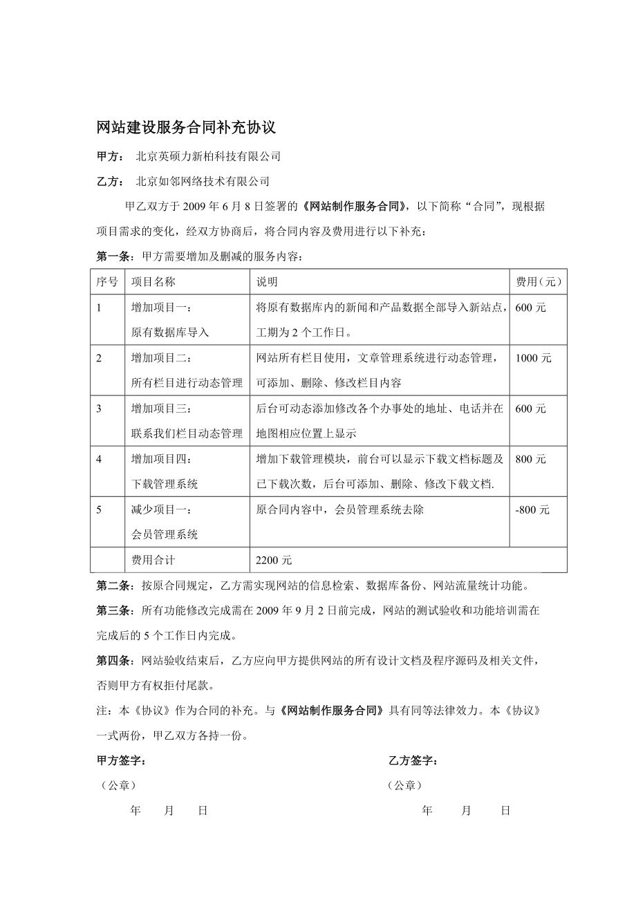 网站建设服务合同补充协议.doc_第1页