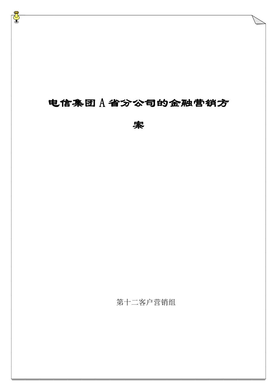 电信集团A省分公司的金融营销方案.doc_第1页