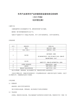 15 《车用汽油清净剂产品质量国家监督抽查实施细则（2023年版）》（征求意见稿）.docx