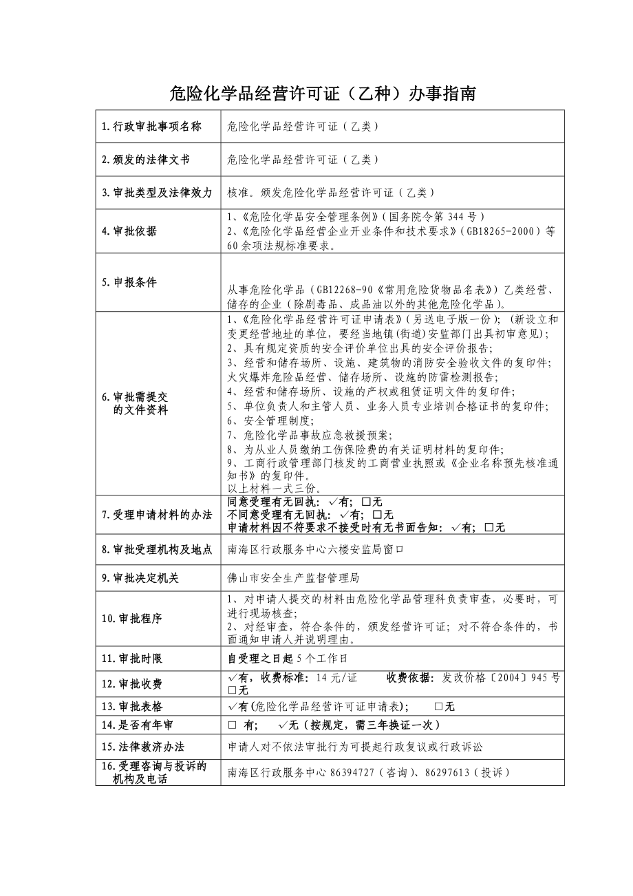 危险化学品经营许可证(乙种)办事指南.doc_第1页