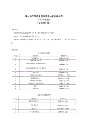 19 《钢丝绳产品质量国家监督抽查实施细则（2023年版）》（征求意见稿）.docx