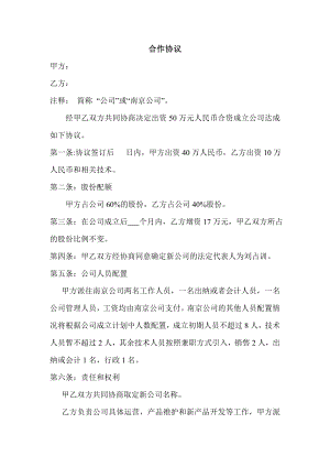 共同设立公司合作协议.doc