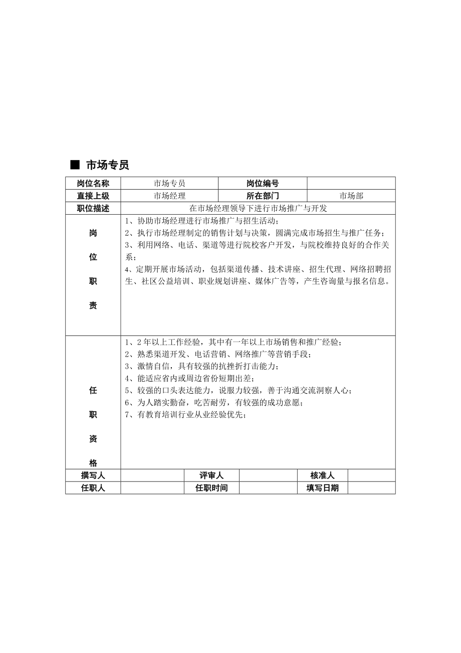 永创教育联盟市场部岗位说明书actb.doc_第2页