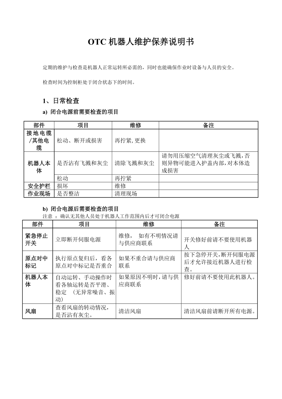 otc机器人维护保养说明书.doc_第1页