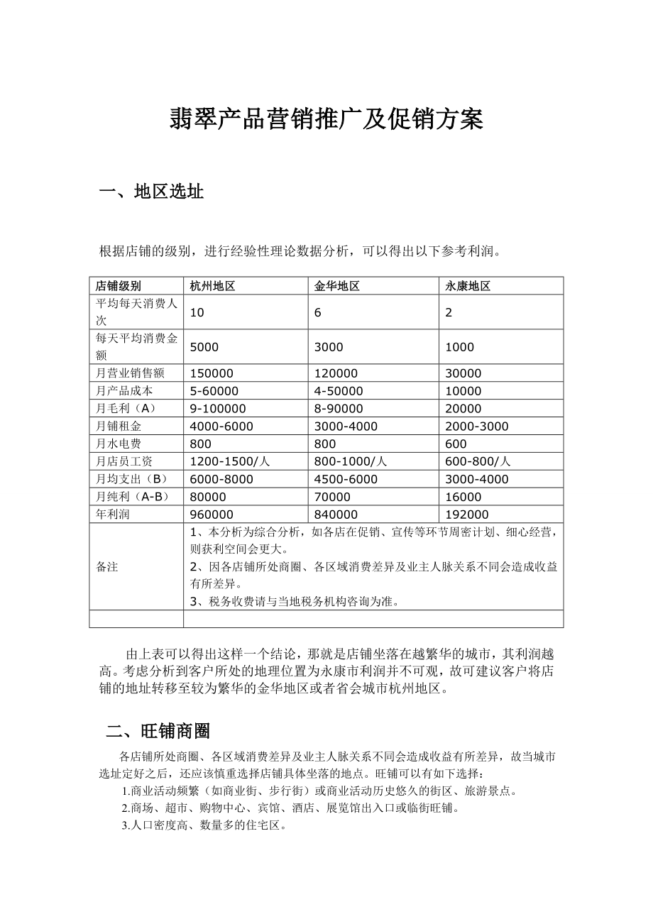 翡翠产品营销推广及促销方案.doc_第1页