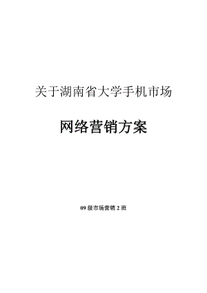 关于湖南省大学手机市场的网络营销方案.doc