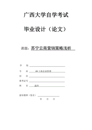 苏宁云商营销策略浅析论文.doc