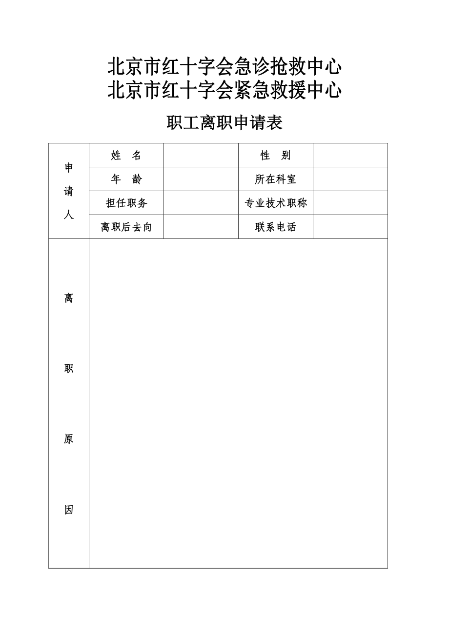 职工离职申请表.doc_第1页