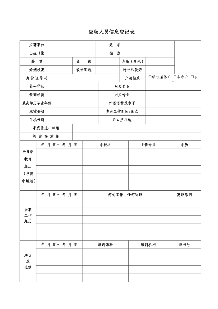 应聘人员信息登记表.doc_第1页