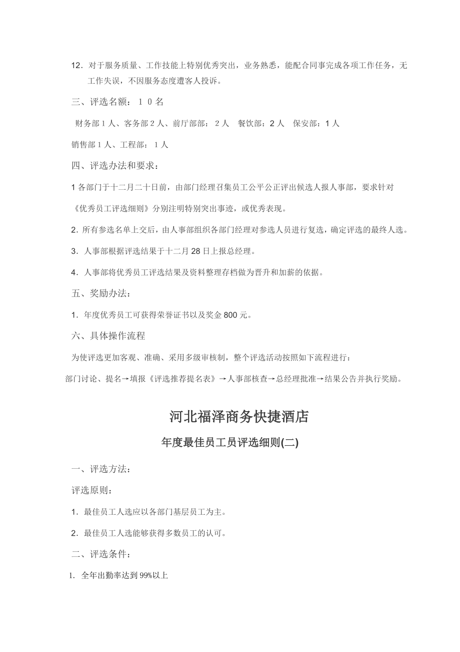 关于酒店优秀员工评选细则.doc_第2页