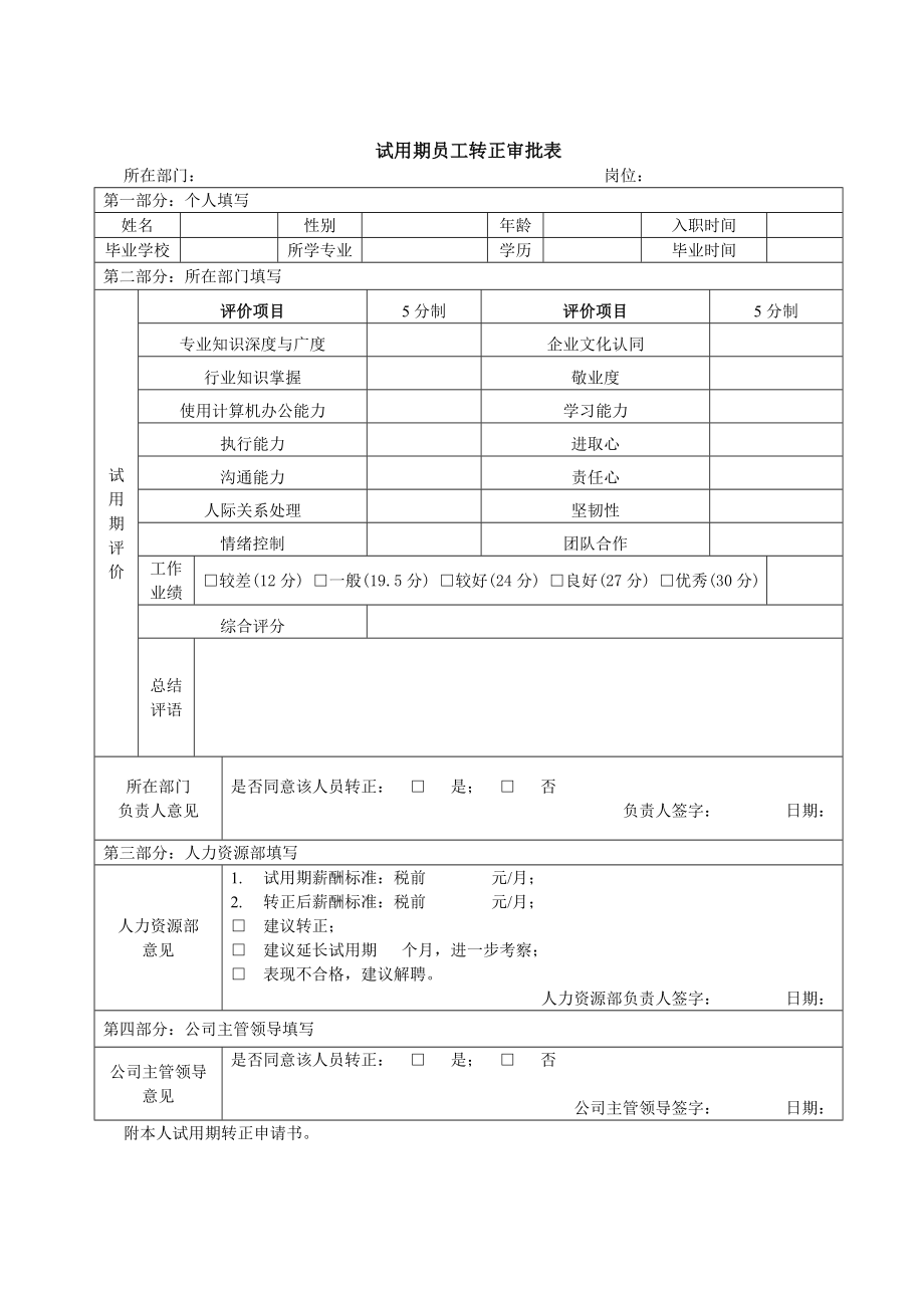 新入职员工转正审批表.doc_第1页