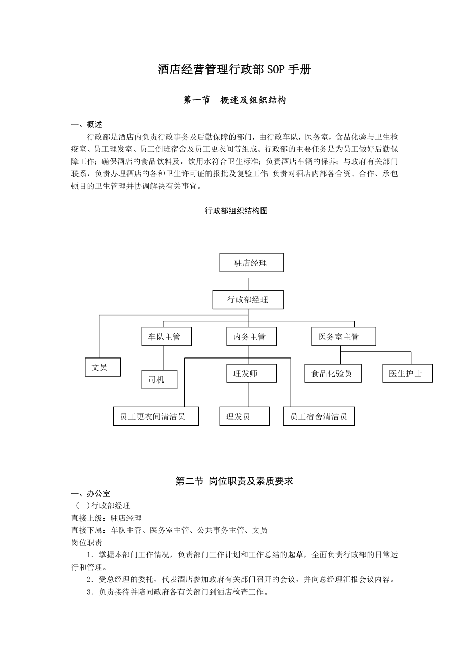 酒店经营管理行政部SOP手册之2.doc_第1页