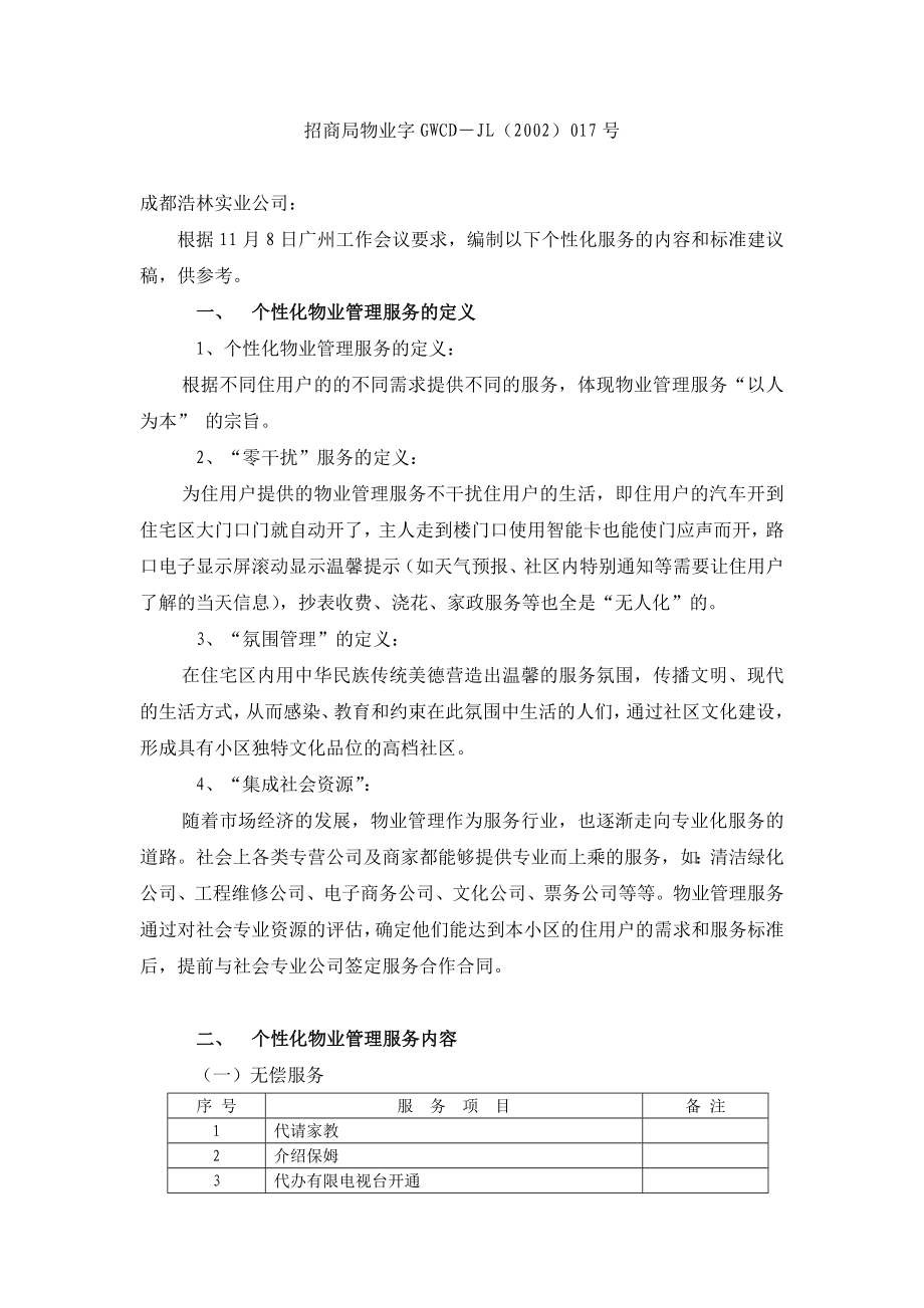 个性化物业管理服务的内容和标准.doc_第2页