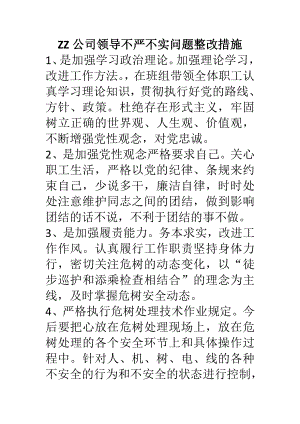 ZZ公司领导不严不实问题整改措施.doc