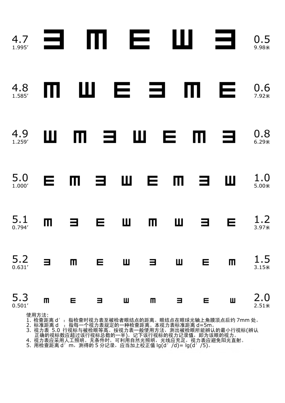 A4打印版标准对数视力表.doc_第3页