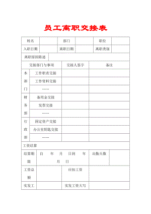 员工离职交接表【精品HRM资料】.doc