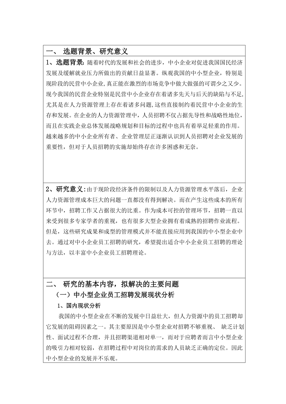 中小型企业员工招聘现状及策略分析开题报告.doc_第2页