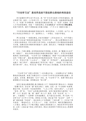 “行动学习法”是培养选拔干部走群众路线的有效途径.doc