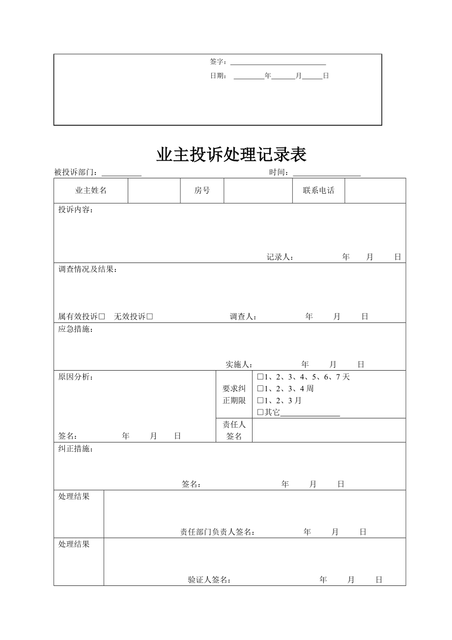 物业客服部工作表格大全.doc_第2页