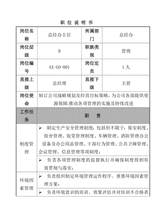 总经办主任职位说明书.doc