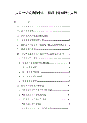 大型一站式购物中心工程项目管理规划大纲（项目管理公司文件） .doc