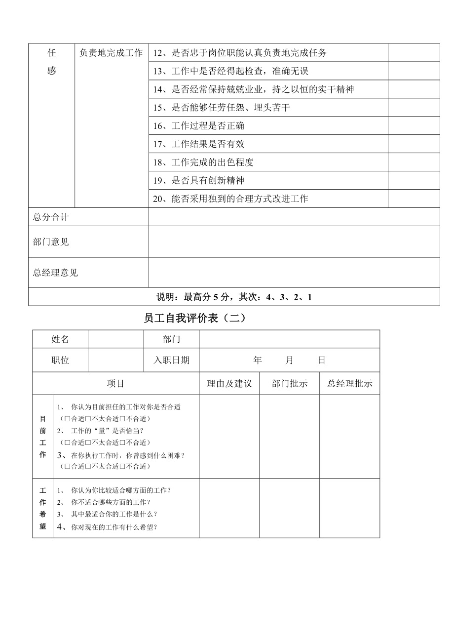 [精彩]员工自我评价表.doc_第2页