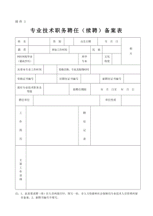 附件3 专业技术职务聘任（续聘）备案表.doc