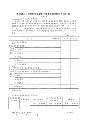 物业服务项目经营收支情况及物业用房管理使用情况报告(包干制).doc