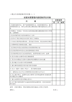 银行二级分行评价问卷.xls