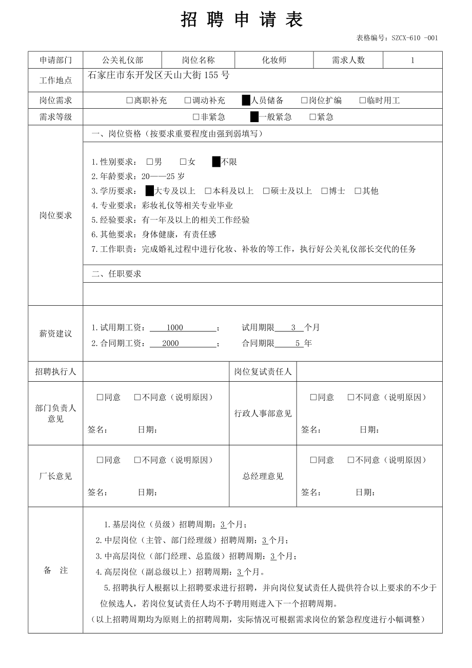 人员招聘需求申请表.doc_第1页