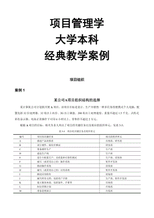 项目管理学经典教学案例.doc