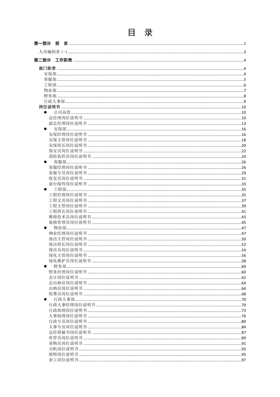 物业公司架构及人员编制岗位说明书.doc_第2页