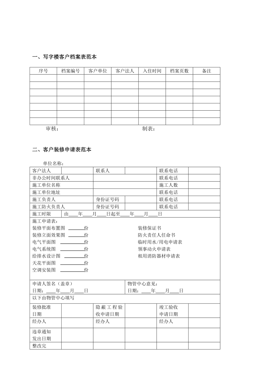 写字楼商业物业规范管理表格范例.doc_第3页