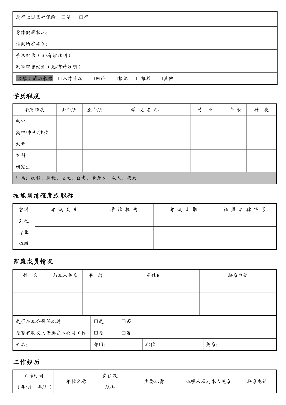 [讲解]新入职员工履历表(填写模板).doc_第2页