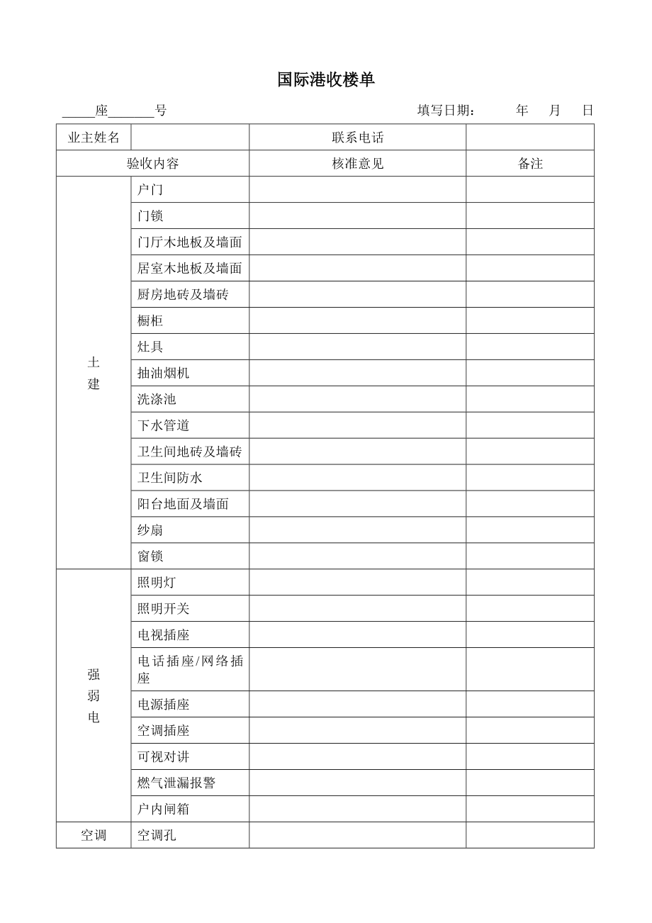 国际港收楼单（物业部文件）.doc_第1页