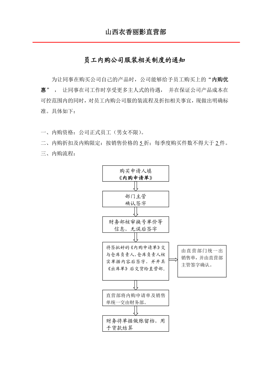 员工内购公司服装的通知.doc_第1页