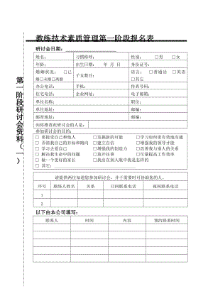 教练技术素质管理第一阶段报名表.doc