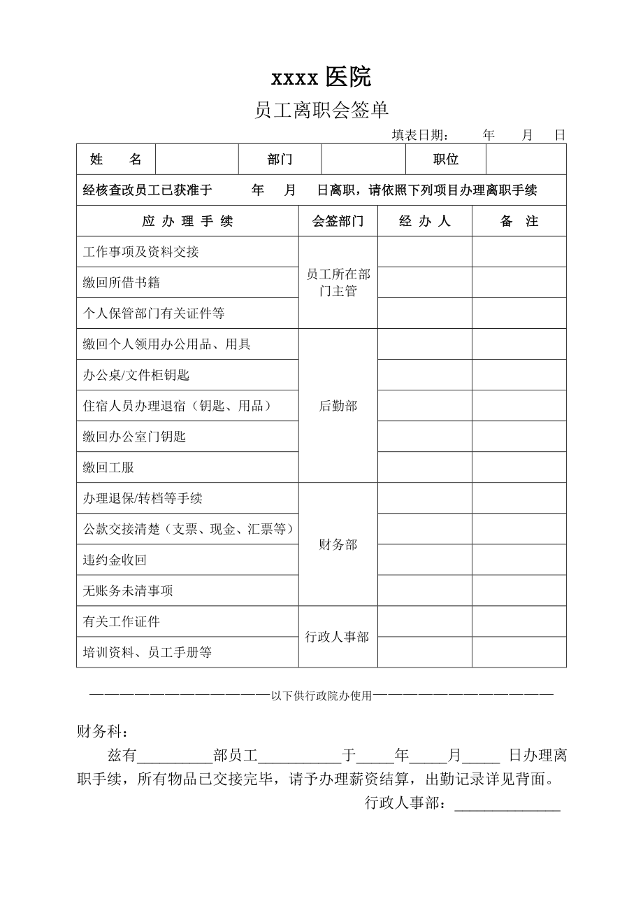 离职人员辞职表及会签单.doc_第2页