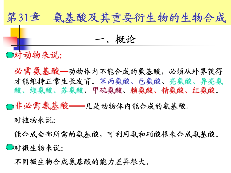 氨基酸及其重要衍生物的生物合成课件.ppt_第1页