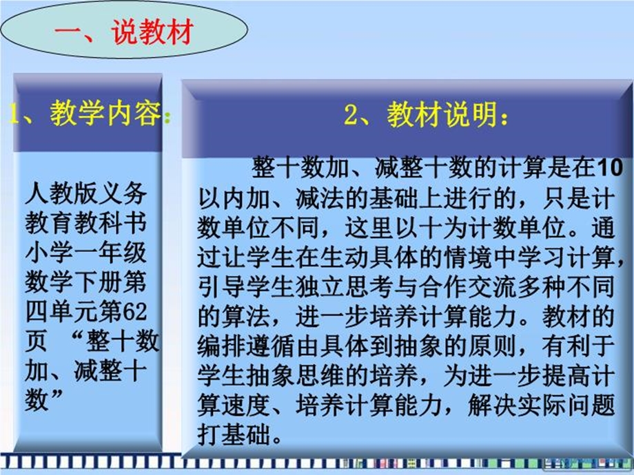 人教版一年级下册《整十数加、减整十数》说课ppt课件.ppt_第3页