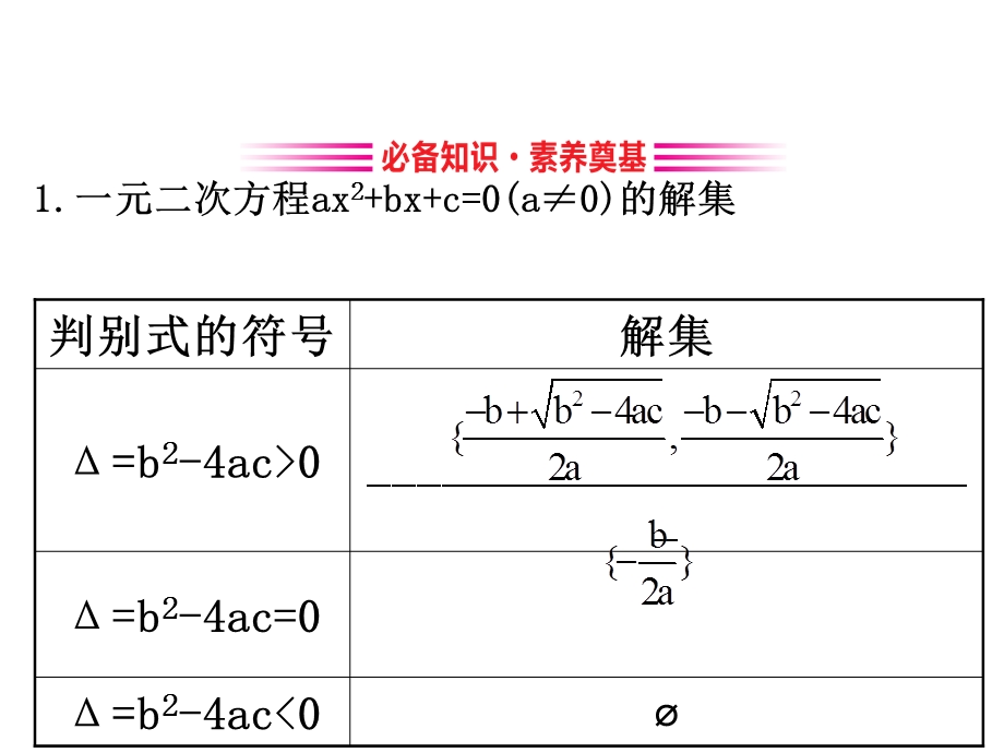 新教材数学人教B新素养导学必修第一册ppt课件：2.1.2一元二次方程的解集及其根与系数的关系.ppt_第3页